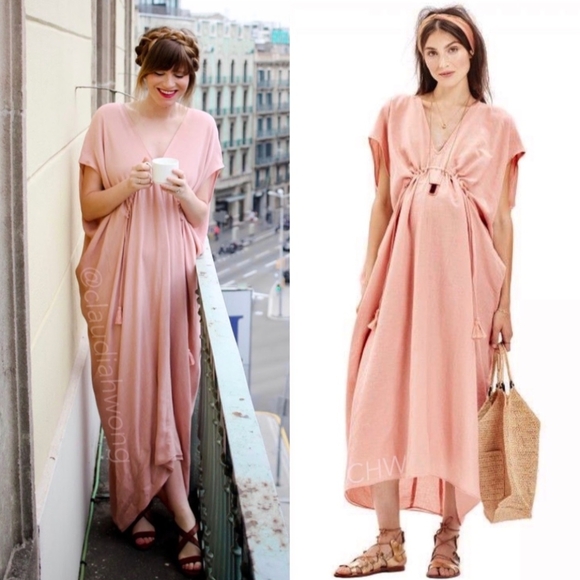 HATCH Plage Lina Neema Caftan Maxi Dress in Mauve Pink - Picture 1 of 11